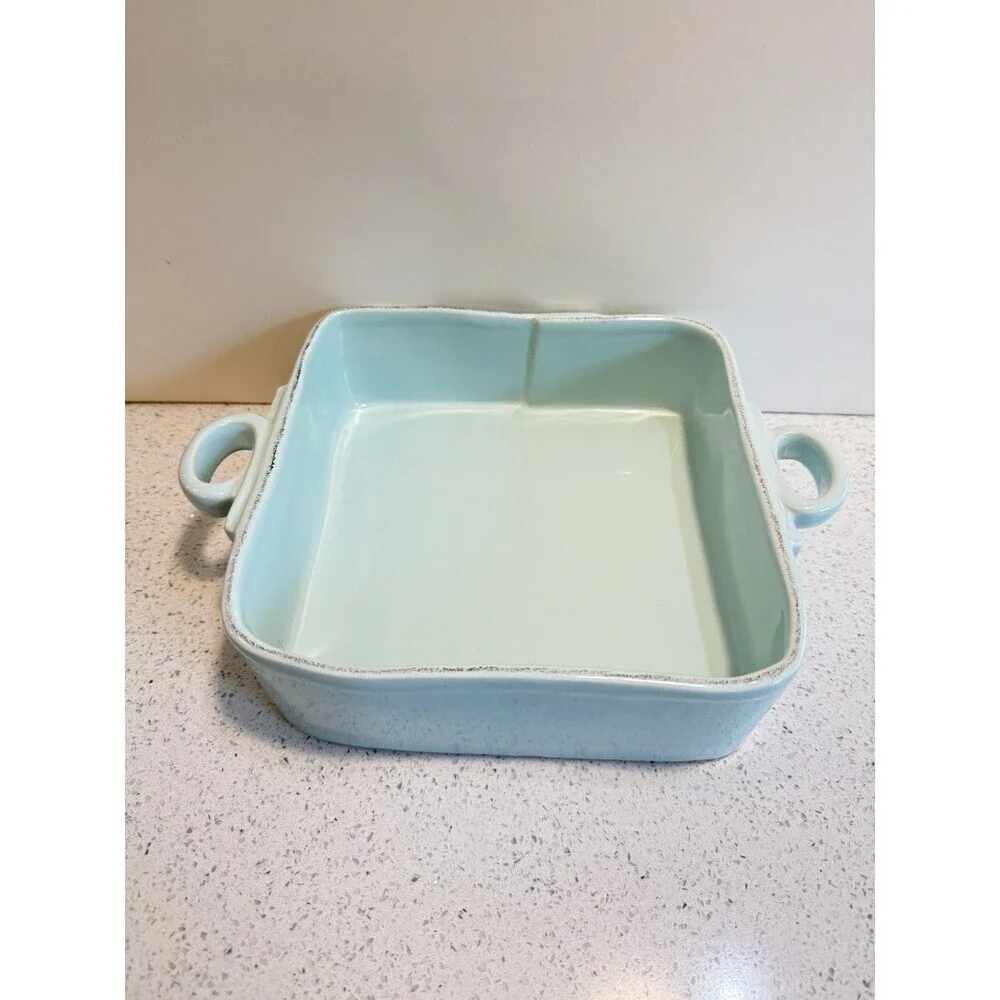 Vietri Italian Rectangle Ceramic Baking Dish Aqua 8